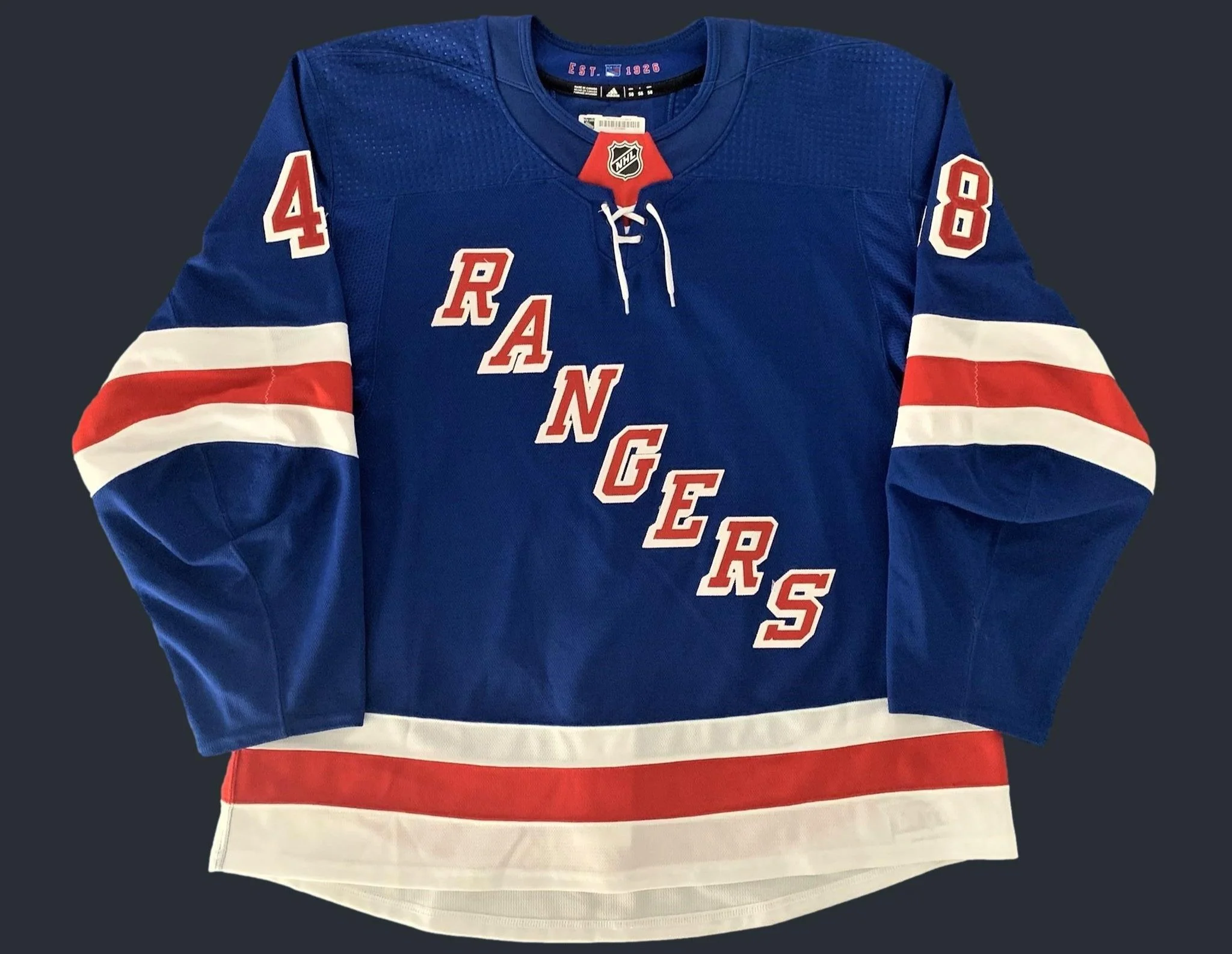 Brendan Lemieux 2019 2020 New York Rangers Blue Preseason Set Game Worn Jersey Desert Hockey Threads